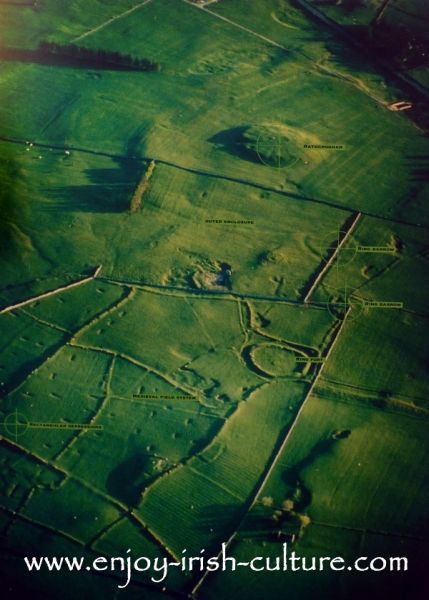 Rathcroghan Royal site, County Roscommon, Ireland seen from the air.