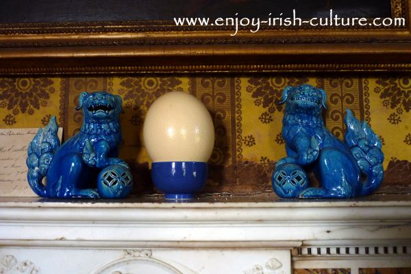 Chinese Fu Dogs displayed in the drawing room at Strokestown Park House, County Roscommon, Ireland.