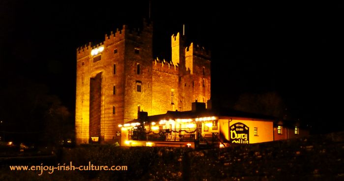 Bunratty Castle, County Clare, Ireland, is one of the best preserved medieval castles in Ireland.