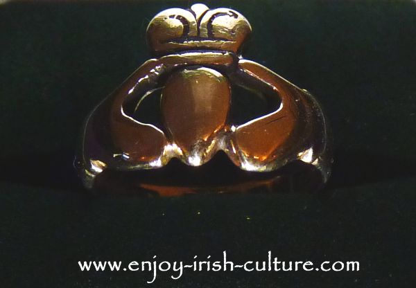 Antique Claddagh ring that can be seen at Dillon's jewellers ring museum on Quay Street, Galway, Ireland.