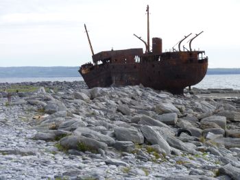 Inisheer, County Galway, Ireland- the ship wreck of the Plassy has become a characteristic piece of the landscape here over the last forty odd years.