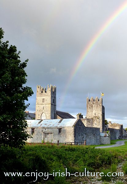 Medieval heritage of Ireland At Fethard, County Tipperary, Ireland- town wall, church and tower house.