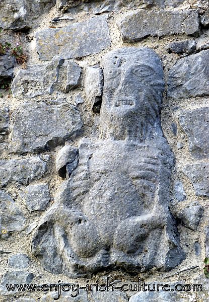 Sheela Na Gig of medieval Ireland at the heritage town of Fethard, County Tipperay, Ireland.