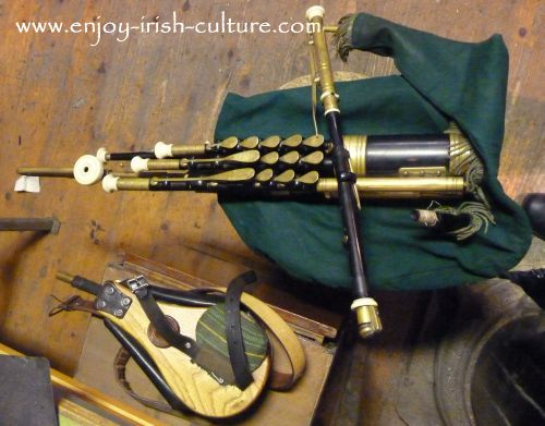 A set of Irish pipes made by Eugene Lambe.