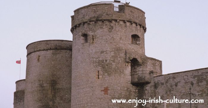 The towers of King John's Castle, Limerick, Ireland.
