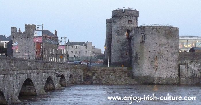 King John's Castle and Thomond Bridge, Limerick, Ireland.