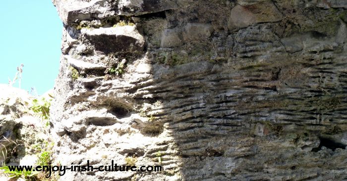 Traces of medieval wicker work  at the towns north gate at Fethard, County Tipperary, Ireland.