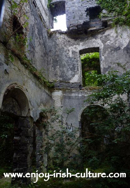 The ruin of Moore Hall, County Mayo, Ireland, an Irish big house closely connected to Irish history over the centuries.