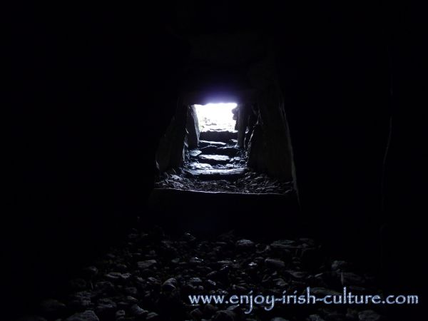 Inside a cairn at Carrowkeel Passage Graves, County Sligo, Ireland.