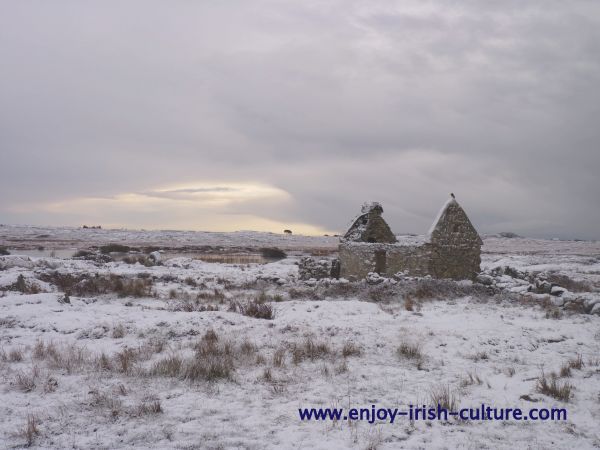 Cottage in winter- Connemara Ireland.