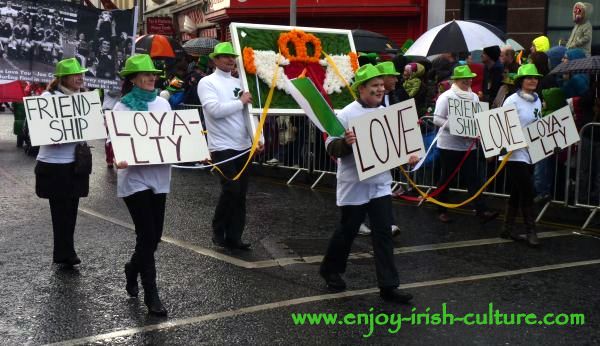 Paddy's Day in Galway, Ireland- the Galway Claddagh ring symbol.