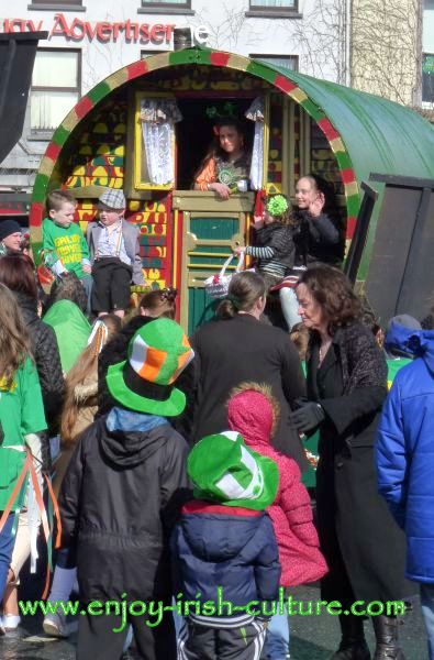 Paddy's Day in Galway, Ireland- an antique travellers waggon.
