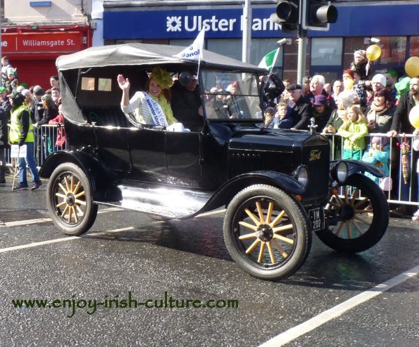 Paddy's Day in Galway, Ireland- vintage car