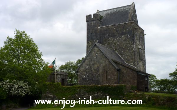 The 15th century Craggaunowen castle at Craggaunowen outdoor heritage museum Quin, County Clare, Ireland.