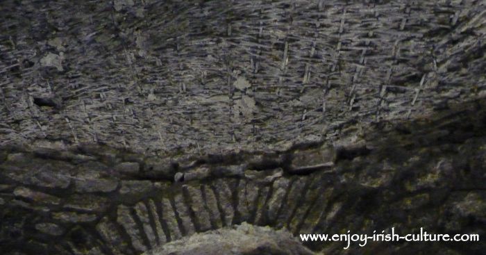 Medieval wickerwork in the ceiling of the medieval room at Kilkenny Castle, Ireland, shows us how medieval vaulted structures were built.