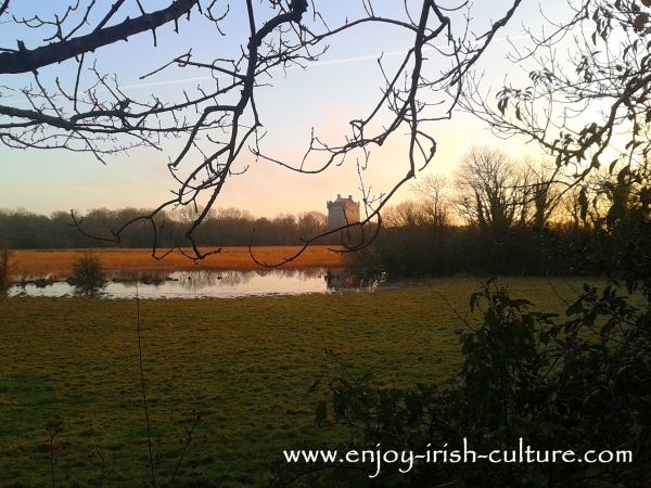 Annaghdown, Irish Castle, seen from the road, autumn