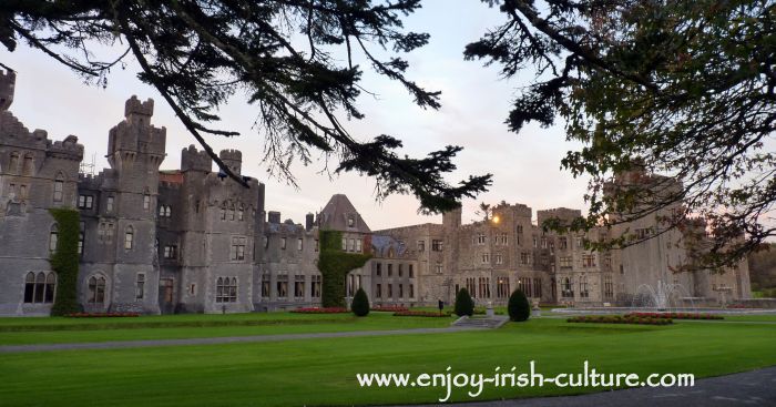 The famous Ashford Castle Hotel, County Mayo, Ireland a 19th century revival castle.