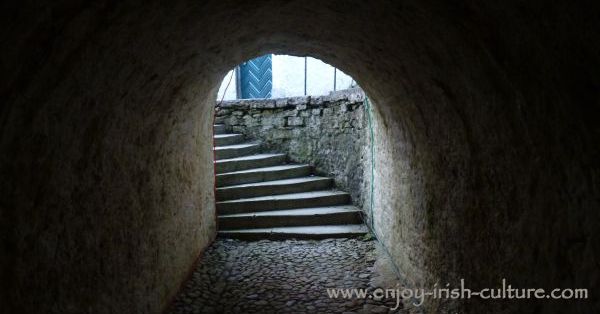 The servant's tunnel at Strokestown Park House in County Roscommon, Ireland,..