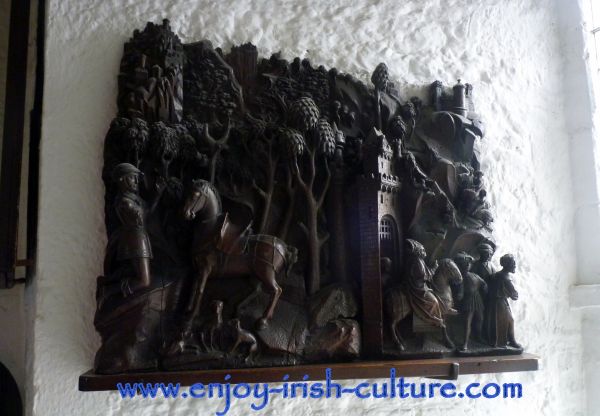 Medieval woodcarving exhibited at one of the best medieval Irish castles- Bunratty Castle, County Clare.