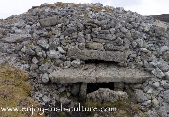 Cairn with roofbox at the prehistoric Carrowkeel complex, County Sligo, Ireland.