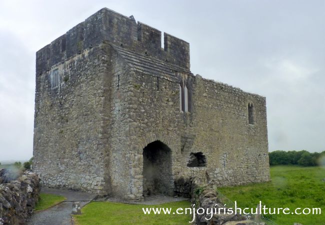 The Abbots' Castle at Kilmmacduagh monastic complex, County Galway, Ireland.