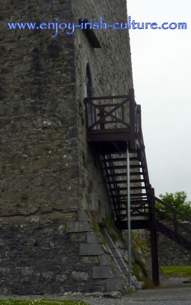 This is a close up of the defensive batter wall at Athenry Castle in County Galway, Ireland, one of the best preserved Irish castles.