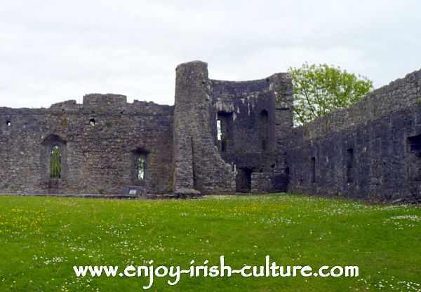 This is the bawn wall with remnants of a watch tower at Athenry Castle in County Galway, Ireland- one of the best preserved Irish castles.