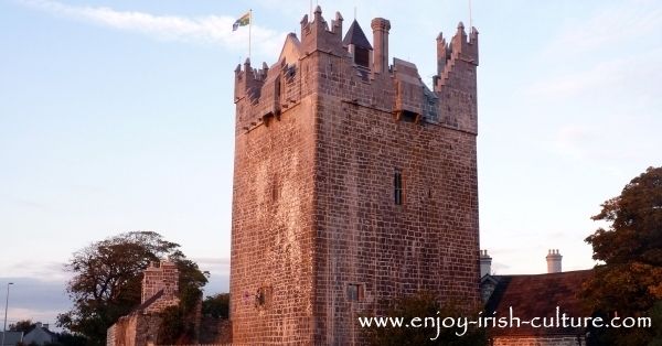 Claregalway Castle, County Galway, Ireland, on a beautiful autumn evening.