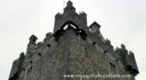 The battlements at Annaghdown Castle, County Galway, Ireland.