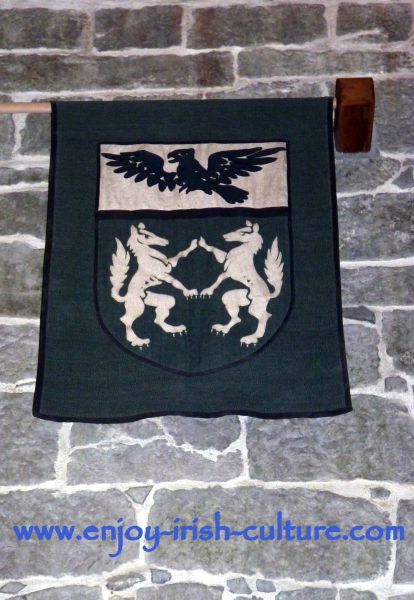 Claregalway Castle, County Galway, Ireland- family crest of the O'Donoghue family who are the present owners.