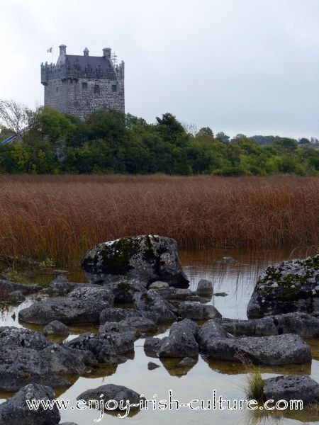 Norman Tower House Castle At Annaghdown, County Galway, Ireland.