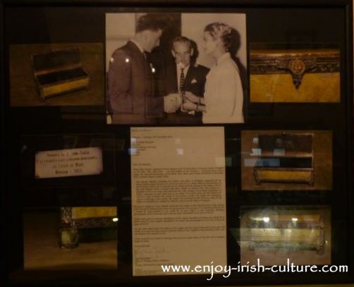 Poster in the ring museum at Dillon's Jewellery shop documenting the creation of a casket for Princess Grace by Johnathan's dad.