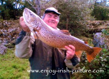 Derek and an eleven Pound trout from Lough Corrib, County Galway, Ireland.