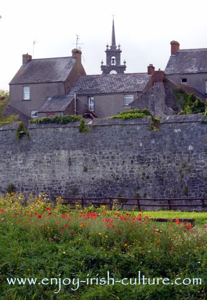 Silhouette of the medieval heritage town of Fethard, County Tipperary, Ireland.