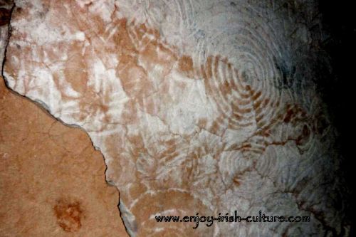 Art work on the ceiling at Newgrange tomb, County Meath, Ireland.