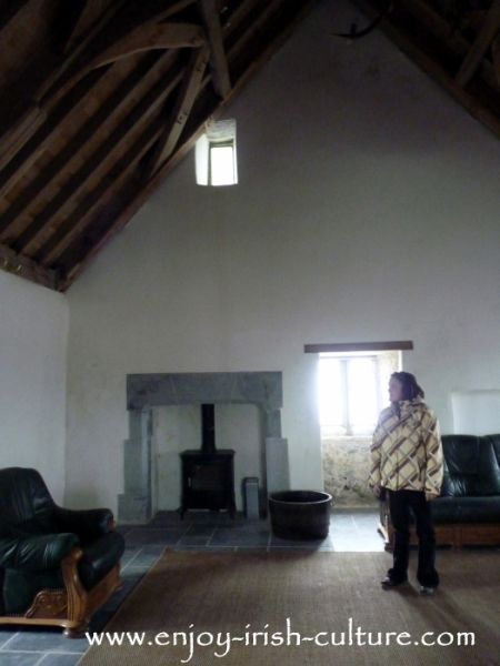 Irish castle, Annaghdown, County Galway, the great hall on the top floor.