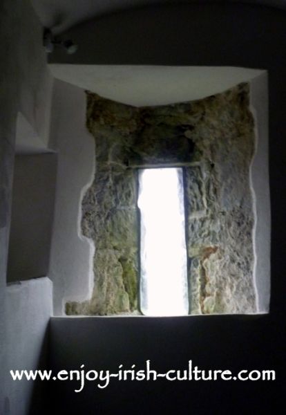 Irish castle, Annaghdown, County Galway, loop window detail.