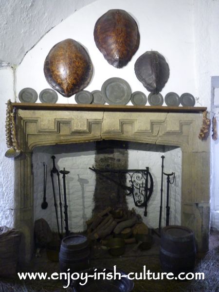 The Earl's kitchen at Bunratty Castle,  County Clare, Ireland.