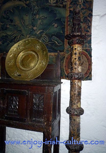 Precious medieval tapestry and furniture from the Hunt collection featured at Bunratty Castle, County Clare, Ireland.