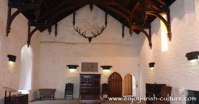 The great hall at Cahir Castle, County Tipperary- one of the best preserved medieval castles in Ireland.