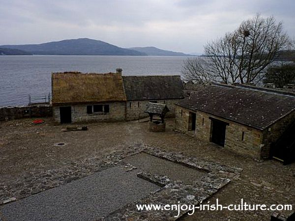 Parke's Castle, County Leitrim, inside the bawn looking out onto Lough Gill