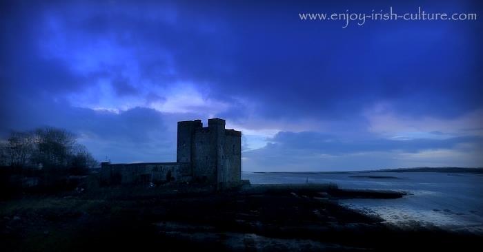 Oranmore Castle, a 15th century tower house castle in Ireland, in County Galway.