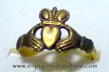 Antique Claddagh ring at the museum at Dillon's Jwellery shop, Quay Street, Galway, Ireland.