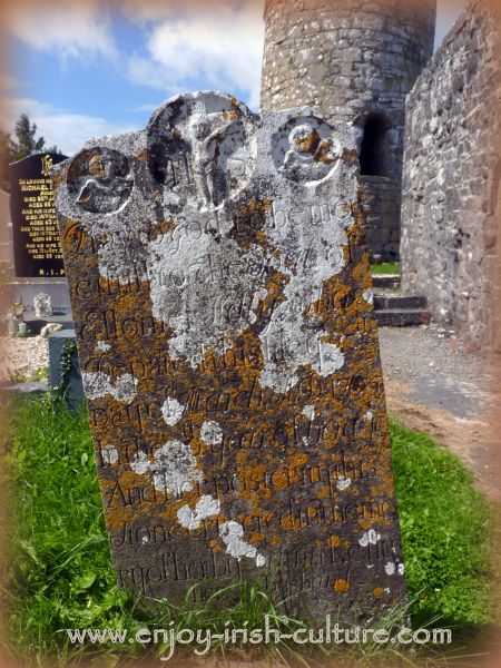 Old gravestone at Aghagower, County Mayo, Ireland.