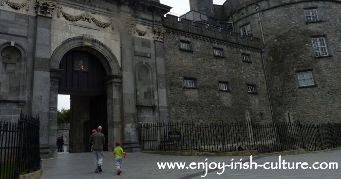 The impressive Classical gate at Kilkenny Castle, Ireland.