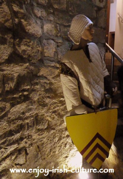 Model of a Norman knight displayed in the medieval room of the castle.