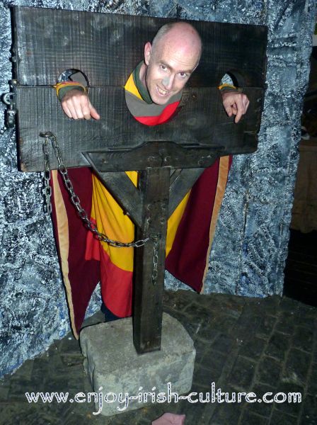 Medieval Irish history comes to life at the heritage centre at Athenry, County Galway, Ireland with a demonstration of medieval torture tools.