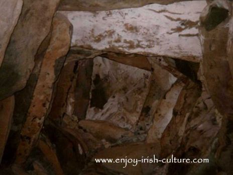 The beautiful corballed ceiling at ancient Ireland's Newgrange megalithic tomb in County Meath, Ireland.