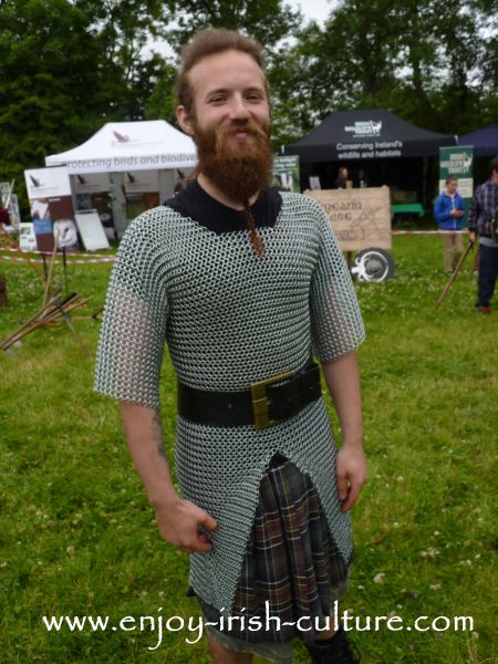 Medieval Ireland- Irish warrior wearing chain mail, reenacted by Eireann Edge.