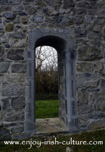 Back gate of the bawn wall at Annaghdown Castle, County Galway, Ireland.